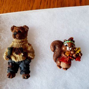2/10$ Fall brooch bear and squirrel